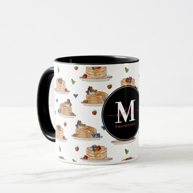 Caneca Panquecas Frutas Vermelhas Café da Manhã Brunch No (Frente Esquerda)