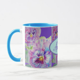 Caneca Panscolor D'água, Floral Bonito, Púrpura, Mug