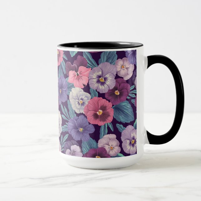 Caneca Pansias coloridas em violeta profunda (Direita)