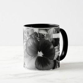 Caneca Pansy Monocromático Artístico de Foto da Natureza 