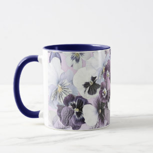 Caneca Panteras brancas roxas Desenho de vinheta