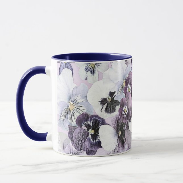 Caneca Panteras brancas roxas Desenho de vinheta (Esquerda)