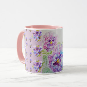 Caneca Panteras Liláticas Roxas Mauve Watercolor Paintin
