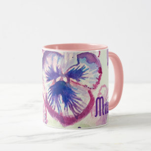 Caneca Panteras Pansíveis Flores Roxas Mães Rosa