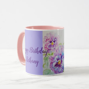 Caneca Panteras roxas Pintura aquarela Mug rosa