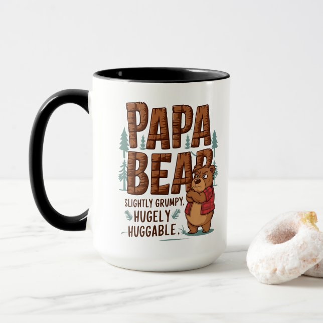 Caneca Papa Bear Vibes - Ligeiramente Grumpy, Hugly Hugga (Com Donut)