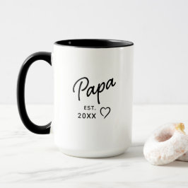 Caneca Papa Black and White Minimalist Est. Year Reveal