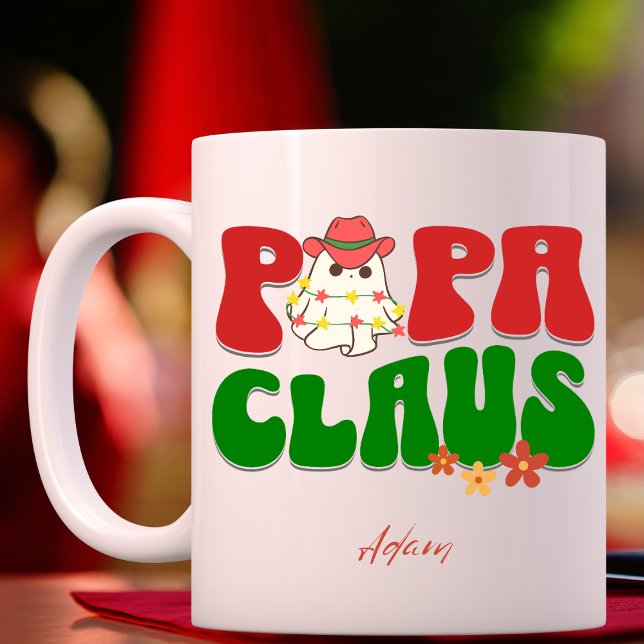 Caneca Papa Claus Nome Personalizado de Natal Trô Groovy  (Criador carregado)