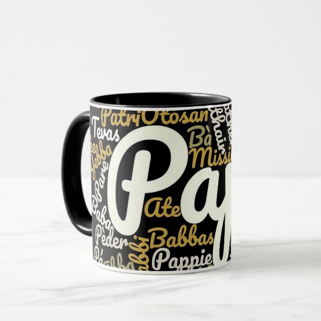 Caneca Papa em diferentes línguas (Frente Esquerda)