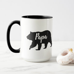 Caneca Papá Russo Urso Simples Preto e Branco
