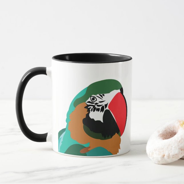 Caneca Papagaio Colorido Ave (Com Donut)