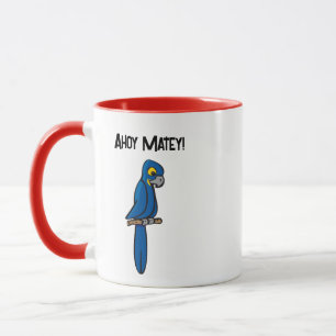 Caneca Papagaio Pirata Desenho Animado Ahoy Matey, Ave Ma
