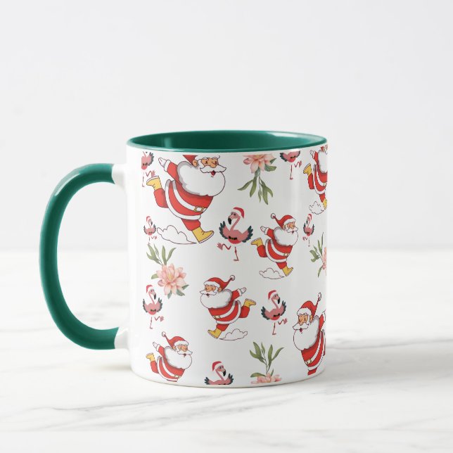 Caneca Papagaio Tropical Papai Noel Natal verde (Esquerda)