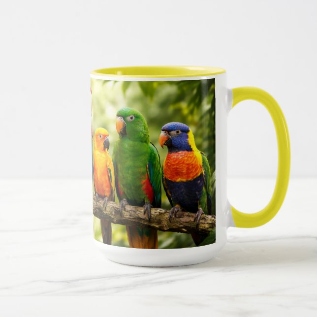 Caneca Papagaios Coloridos na Natureza (Direita)