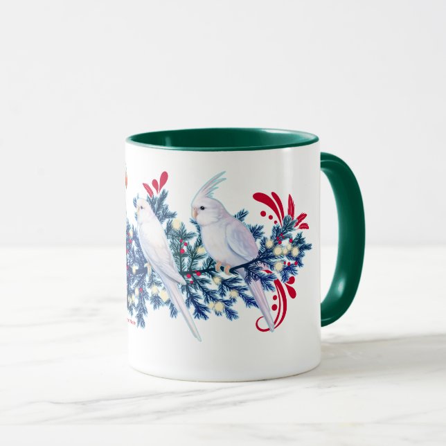 Caneca Papagaios de Natal Branco (Frente Esquerda)
