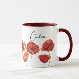 Caneca Papagaios vermelhos Aquarela Agosto Flores de Nasc