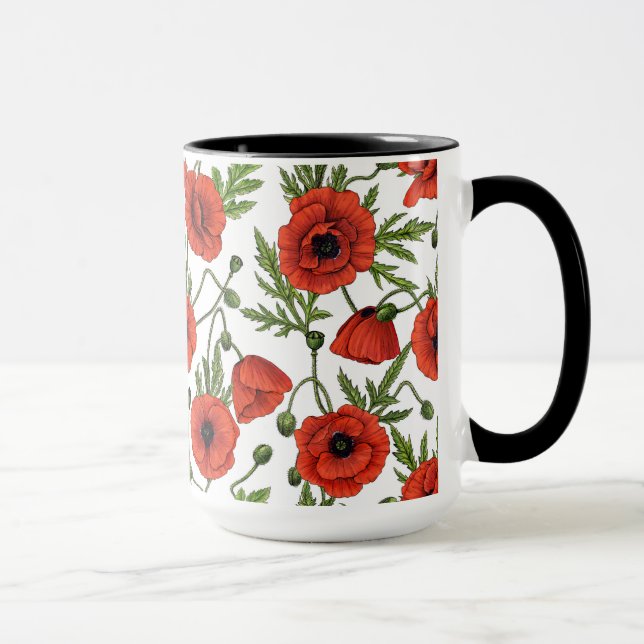 Caneca Papagaios, vermelhos e verdes em branco (Direita)