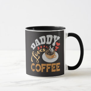 Caneca Papai Ama Corações de Café Presente Divertido