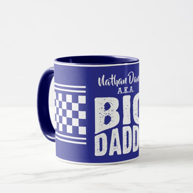 Caneca Papai Grande com Seu Nome em Texto Branco AZUL MAR (Frente Esquerda)