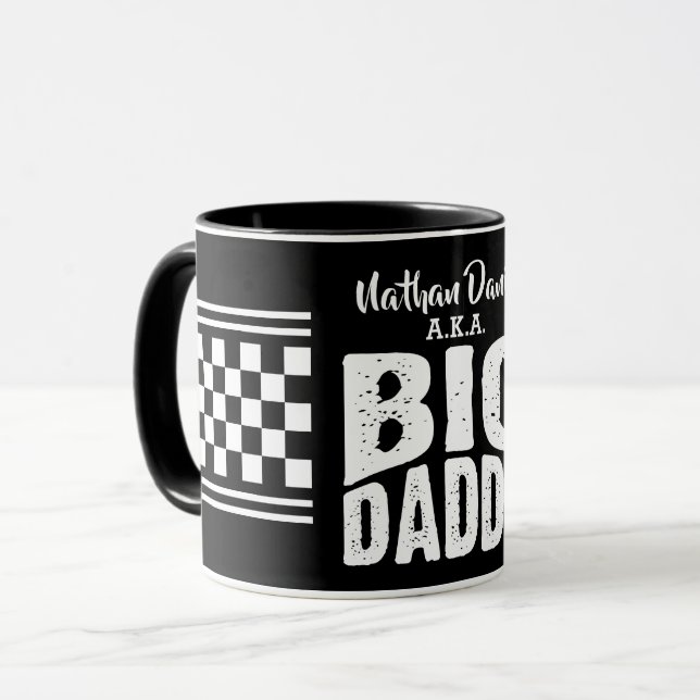 Caneca Papai Grande com Seu Nome em Texto Branco sobre Pr (Frente Esquerda)