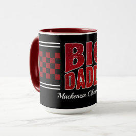 Caneca Papai Grande com Xadrez Vermelho Escuro e Nome em 