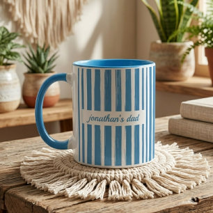 Caneca Papai Listras Azul Claro Personalizadas Revelaçã