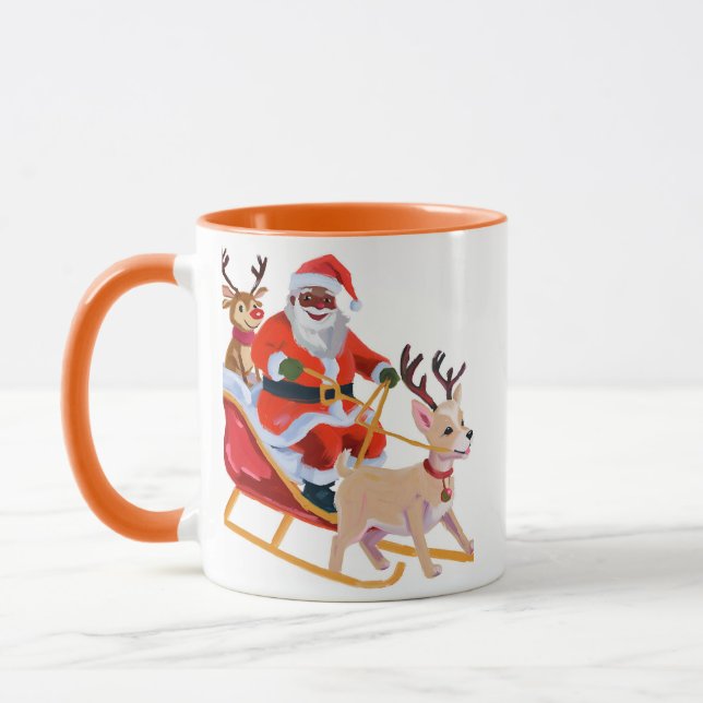 Caneca Papai Noel afro-americano e amigos (Esquerda)