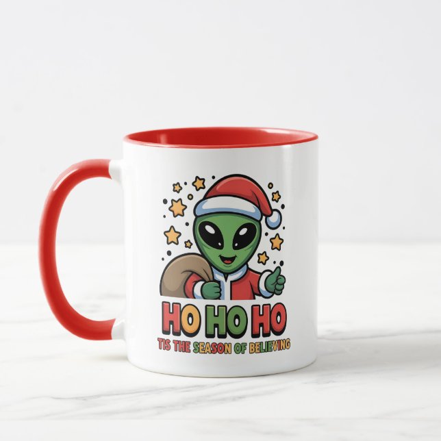 Caneca Papai Noel Alien Divertido  (Esquerda)