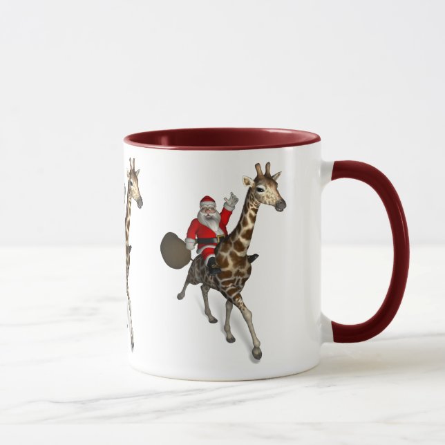 Caneca Papai Noel Andando Uma Girafa (Direita)