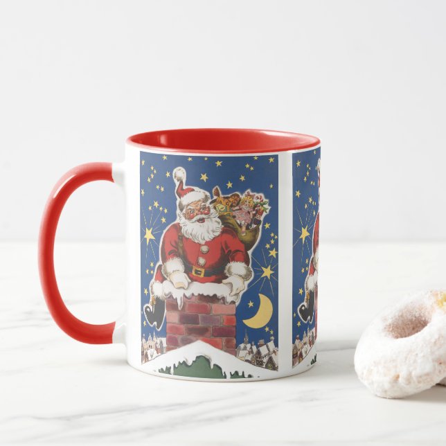 Caneca Papai Noel Antigo, A Noite Antes do Natal (Com Donut)