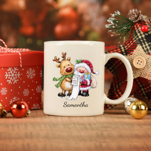 Caneca Papai Noel Antigo com Rena Natal