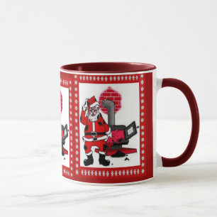Caneca Papai Noel Antigo e Queimador de Fogão a Carvão