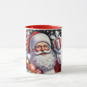 Caneca Papai Noel clássico com presente e enfeites