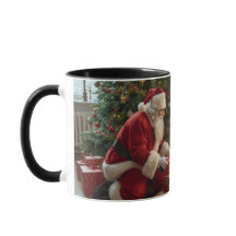 Papai Noel colocando presentes debaixo da árvore