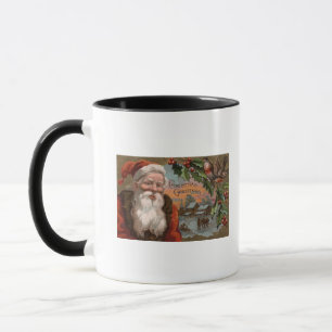 Caneca Papai noel com azevinho, cena da vila