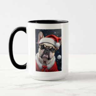 Caneca Papai noel de Natal de Cachorro Francês