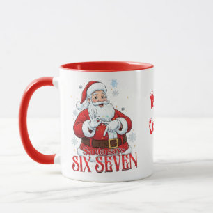 Caneca Papai Noel do Meme 67 engraçado diz SEIS SETE no N