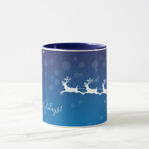 Caneca Papai Noel e Renas - Natal Azul