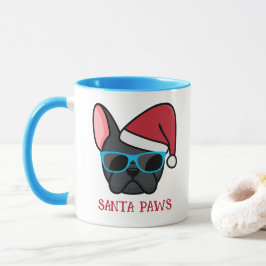Caneca Papai Noel Francês Preto Engraçado Natal
