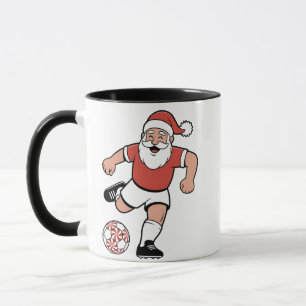 Caneca Papai Noel Jogando Futebol Natal Jogador Esporte