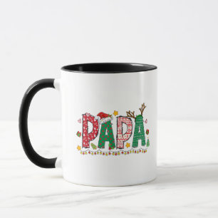 Caneca Papai Noel Luzes de Natal Família de Pijama Combin