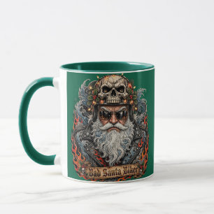 Caneca Papai Noel Mau Motociclista, Crânio de Papai Noel