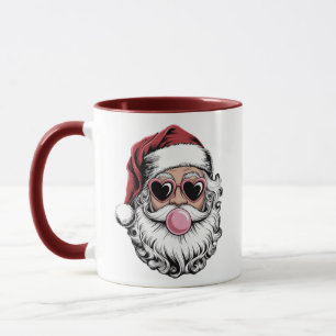 Caneca Papai Noel Retro Com Óculos Soprando Bolha De Nata
