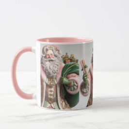 Caneca Papai Noel Rosa, Natal, Autor Natasha EUA