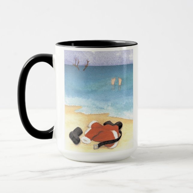 Caneca Papai Noel vai nadar -  (Esquerda)