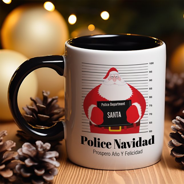 Caneca Papai Noel Vai para a Cadeia Natal Customizável (Criador carregado)