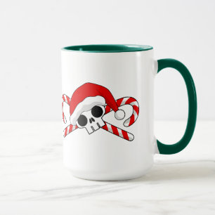 Caneca Papais noeis bonitos crânio com canas doces