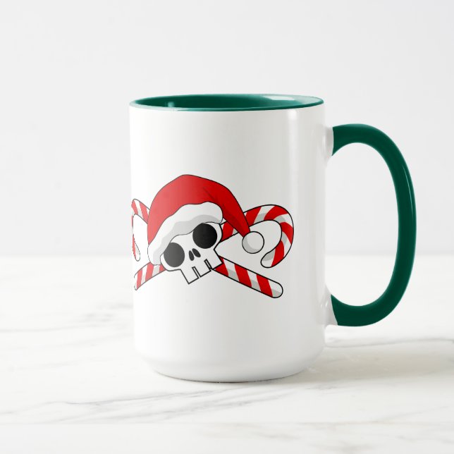 Caneca Papais noeis bonitos crânio com canas doces (Direita)