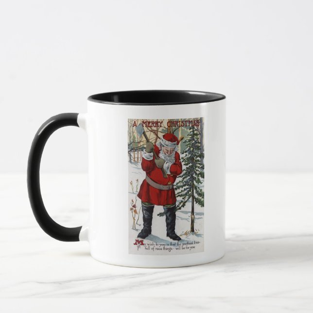 Caneca Papais noeis Cortando Árvore de Natal (Esquerda)