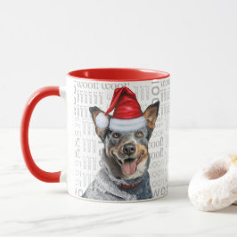 Caneca Papais noeis de Cachorro Azul no Fundo da Terra